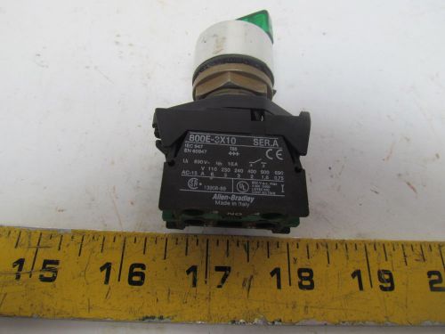 A-B Allen Bradley 800E-3X10 Green Illuminated 2-Position Selector Switch Contact