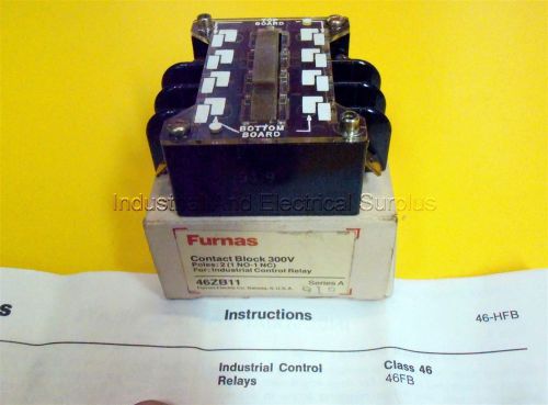 FURNAS Part 46ZB11 - CONTACT BLOCK - 2 Pole 1 N.O. 1 N.C. 300 VAC. - New In Box!