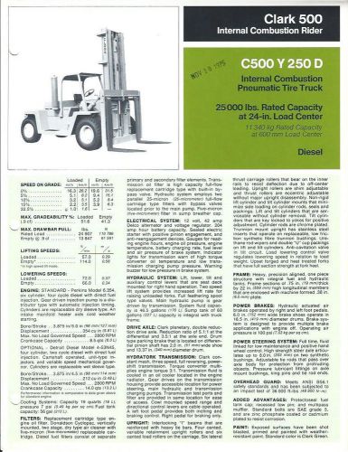Fork Lift Truck Brochure - Clark - C500 Y 250D - 25,000 lbs - c1975 (LT141)
