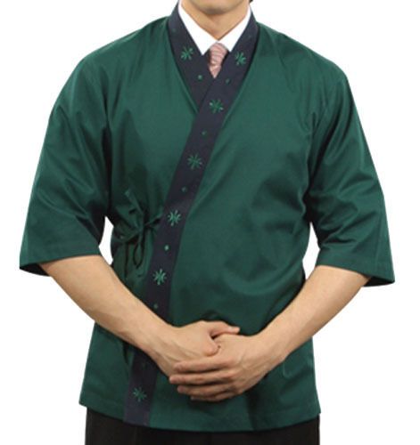 Green chef jackets coat sushi restaurant bar clothes uniform japanese women men for sale