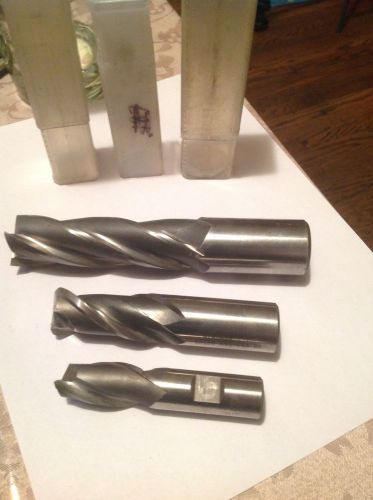 End Mills 13/16&#034;, 1&#034;, 1 1/4&#034; - 2 &amp; 4 Flutes. Mixed LOT OF 3