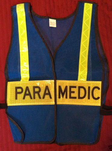 SIZE LARGE BLUE SAFETY VEST READS &#034;PARAMEDIC&#034;