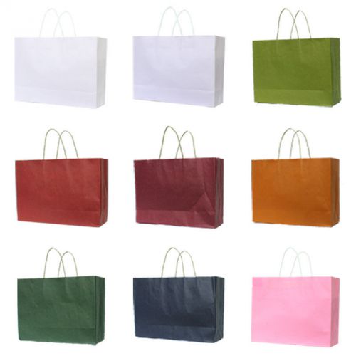 50pcs-Vogue Gift Rope Handle Tote  Kraft color paper bag 16x6x12&#034;