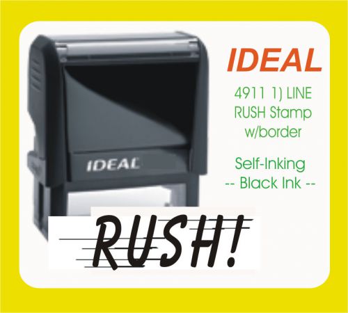 Rush, custom made self inking rubber stamp 4911 black ink for sale