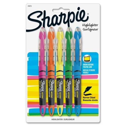 Sharpie Pen-style Highlighters -Pink,Green,Orange,Yellow,Blue-5/Pk - SAN24575PP