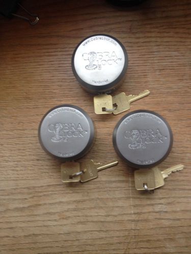 THREE (3)-- HIDDEN SHACKLE- HOCKEY PUCK PADLOCK - &#034;NEW&#034; -- KEYED ALIKE--