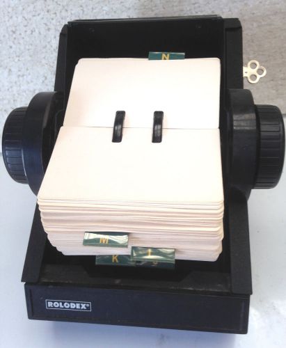 ROLODEX 2254D BLACK STEEL CARD FILE w/KEY HOLDS 500 CARDS