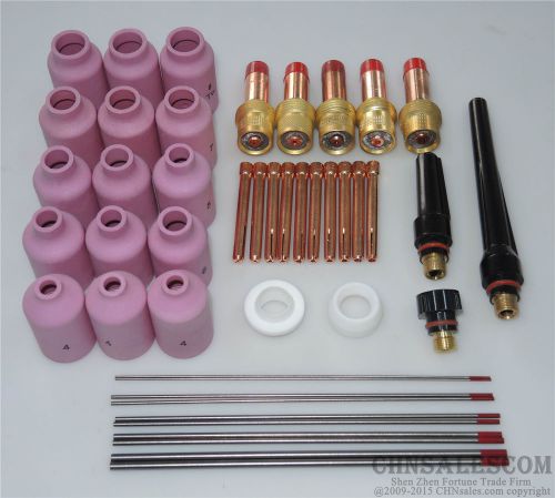 45 pcs TIG Welding Torch Gas Lens Kit WP-17 WP-18 WP-26 WT20 Thorium-Tungsten