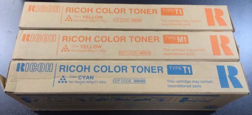 Genuine OEM Ricoh Toner Color Lot Of 2 Type T1 888480 888482  Cyan Yellow +