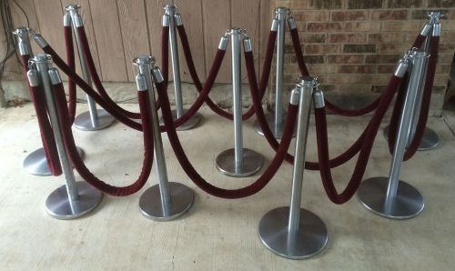 LAWRENCE Burgundy Velvet Crowd Control Rope &amp; Stanchion Poles Hollywood Barrier