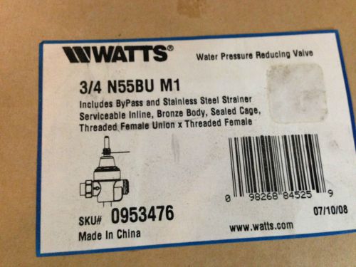 NEW WATTS PRESSURE REDUCING VALVE 3/4&#034; NPT-N55BU M1