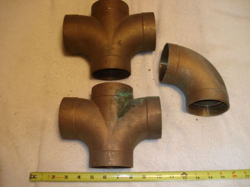 NEW- Lot of 2 -3 INCH SWEAT - CAST BRASS  DWV SANITARY CROSSES &amp; 1 - 3 INCH TEE