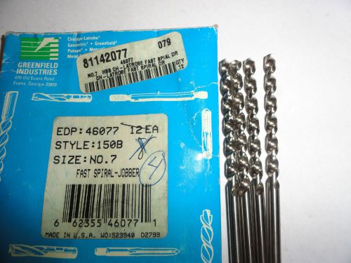 C-L #7 (.201&#034;) Fast Spiral Jobbers Length Drill Bits, 46077