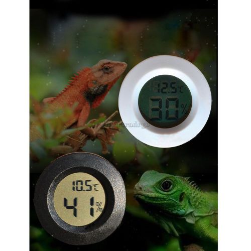 ABS Round Digital Humidity Hygrometer Temperature Meter fr Pet Reptile White