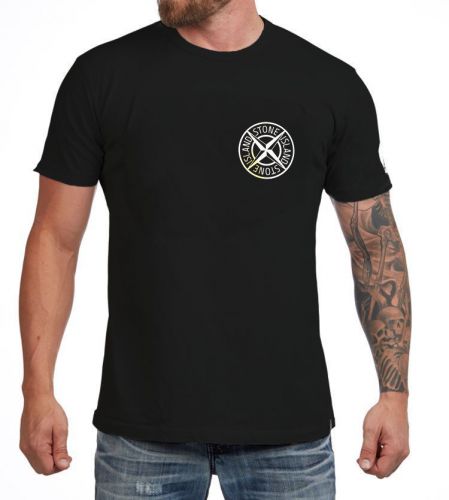 STONE ISLAND BLACK KYLE REFLECTIVE LOGO T-SHIRT 100% COTTON SIZE M-3XL