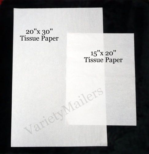 50 SHEETS of WHITE TISSUE PAPER ~ 2 SIZES 15&#034;x 20&#034; &amp; 20&#034;x 30&#034; ~ PREMIUM QUALITY!