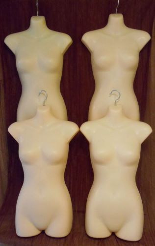4 Used Female Body Form Mannequin Flesh Tone w/4 Hooks-Shirt Dress Display