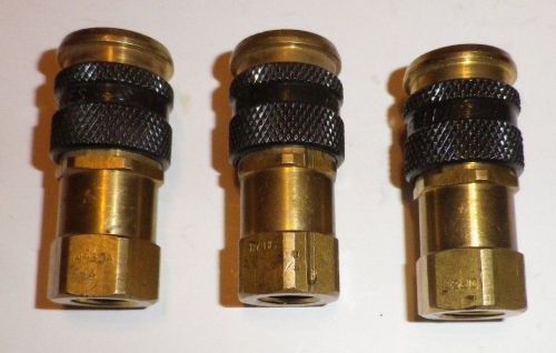 lot of 3 PARKER 1/4&#034; BRASS QUICK FEMALE COUPLING HF304F-4  NOS EC