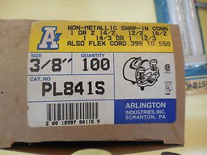 100 Arlington Industries Cable Connectors  3/8-1/2&#034; NON-metallic snap in/flex