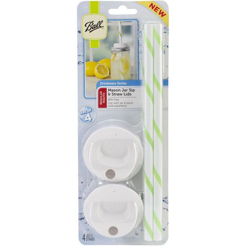 Ball Sip &amp; Straw Lids 4/Pkg-Regular Mouth 014400150005