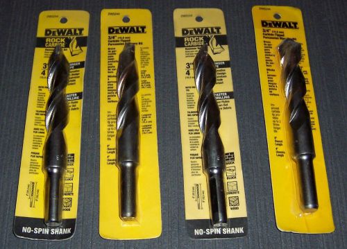 4 ea.DEWALT DW5244 3/4&#034; x 6&#034; Rock Carbide Spiral Hammer Drill Bits