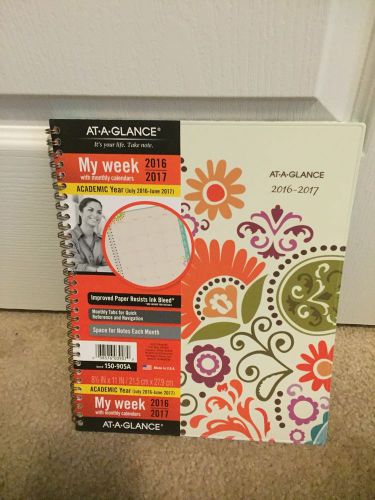 At-A-Glance Spiral 2016 2017 Calendar Planner Weekly Fashion Academic Garden