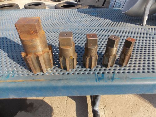 MORSE NPT PIPE TAPS SET 3, 2, 1 1/2, 1 1/4, 1 good used condition.  threader die