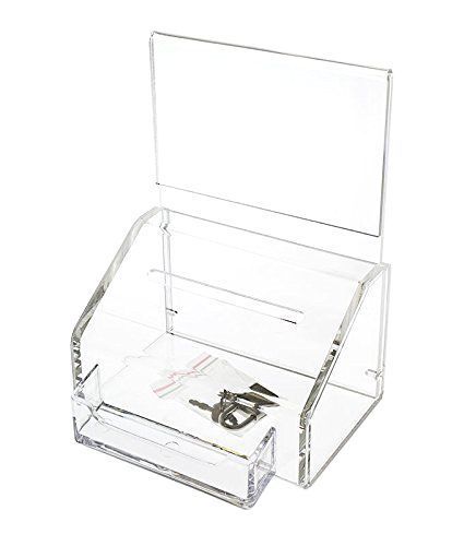 Source One Donation Box Ballot Box W/lock and Keys and Business Card Holder