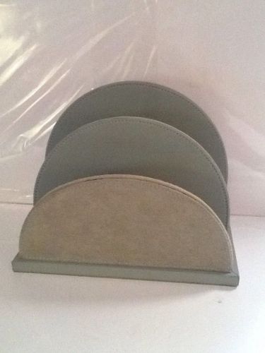 Vintage Letter Divider Desk Organizer Grey Suede Light Blue Leather