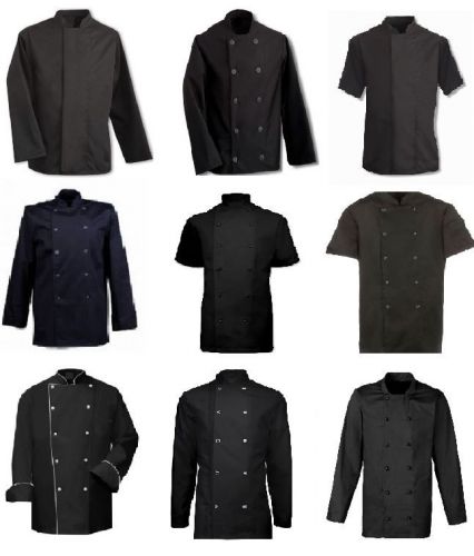 BLACK CHEFS JACKET FULL/HALF SLEEVE. VARIOUS STYLES BANQUET WAITER KITCHEN COAT