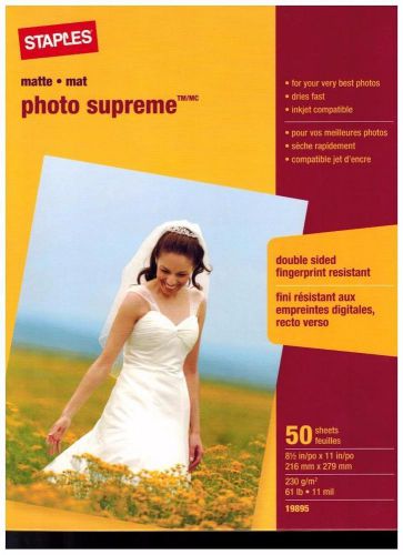 Staples Photo Supreme Matte Inkjet Paper 8.5 x 11 Lot 3 x 50 = 150 Sheets [0905]