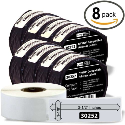 Litetite 30252 (8 rolls) dymo labelwriter (lw) compatible address labels 1-1/... for sale