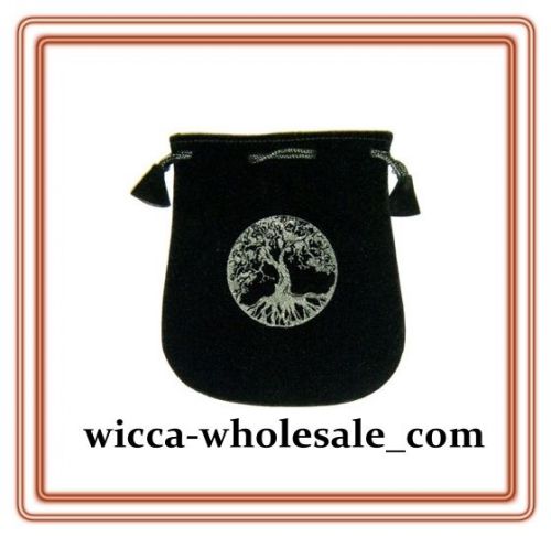 Black Velvet Bag / Pouch 5&#034; x 5&#034;: Tree of Life (Wicca Talisman Drawstring) Tarot