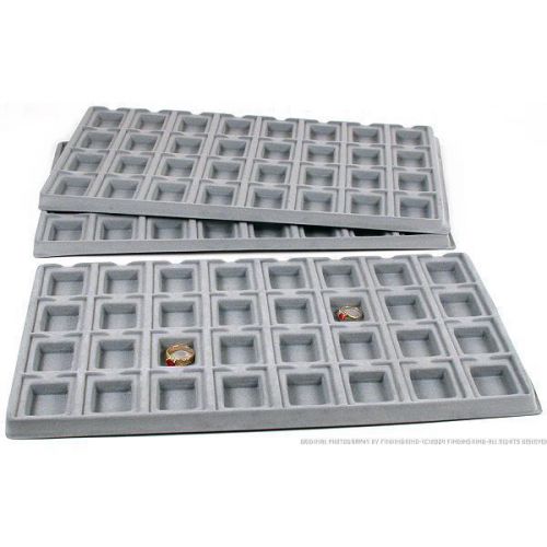 Earring Tray Insert 32 Slot Puff Cards Gray Flock 3pc