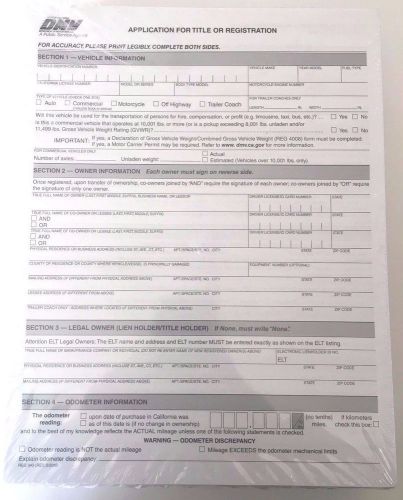 APPLICATION FOR TITLE OR REGISTRATION - DMV FORM 343 - BULK ORDER OF 500