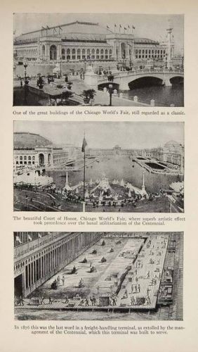 1928 print architecture chicago world&#039;s fair 1893 court original historic sky for sale