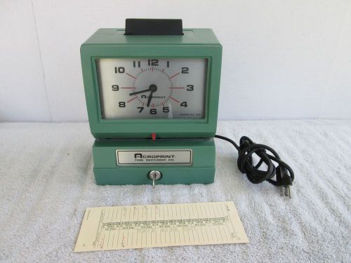 ACROPRINT 125NR4  EMPLOYEE TIME CLOCK PUNCH RECORDER MODEL  WORKS w/ KEY VTG