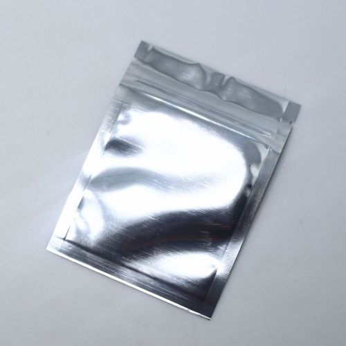 7.5x10cm glossy flat silver mylar zip lock bags aluminum foil pouches food grade for sale