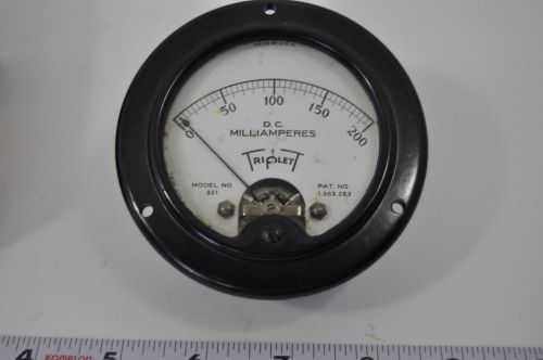 Vintage Triplett Model 321-T DC 0-200 mA DC Panel Meter Steam Punk TESTED NOS