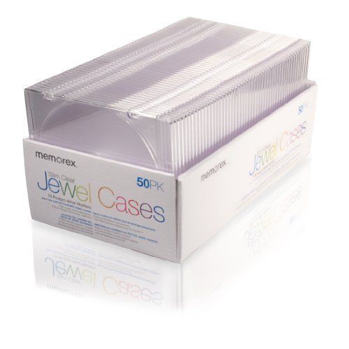 Memorex 5mm Slim CD/DVD Jewel Cases - 50 Pack - Clear