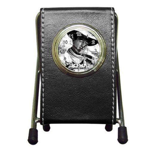 Vintage Celebrities John Wayne (2 in 1) Leather Pen Holder and Desktop Clock