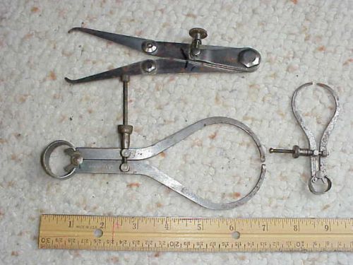 2 Starrett Fine Adjustment Outside Calipers and 1 Lyco outside caliper