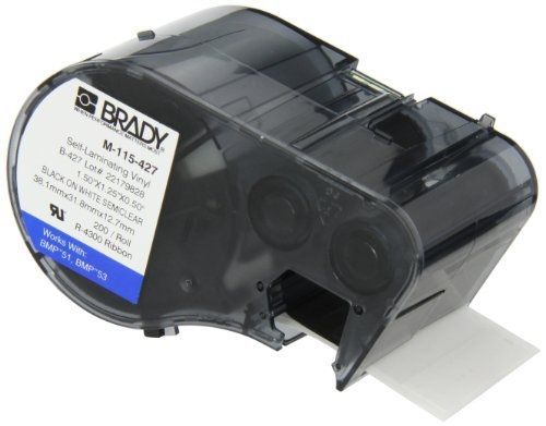 Brady M-115-427 Vinyl B-427 Black on White/Clear Label Maker Cartridge, 1-1/4&#034;