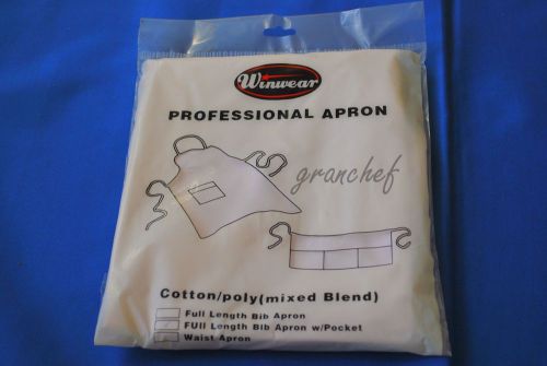 12 pack  aprons / food service ~ full length bib style ~  white w/ 2 pockets new for sale