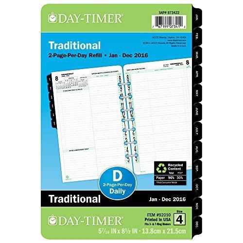 Day-Timer 2-Page-Per-Day Original Planner Refill 2016, 12 Months, Loose-Leaf,