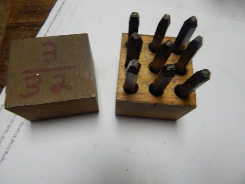 3/32&#034;  9 Pc Steel Number Stamp Set