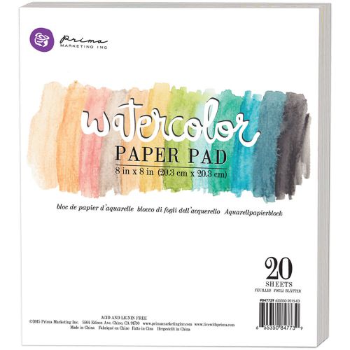 &#034;Watercolor 140lb Cold Press Paper Pad 8&#034;&#034;X8&#034;&#034; 20/Pkg- &#034;