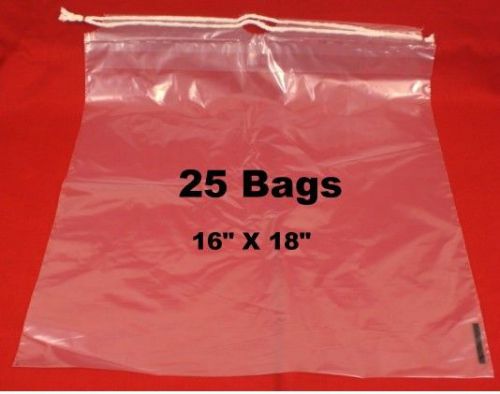 25  Drawstring Tote Shoe Bag Clear Plastic Bags 16&#034; X 18&#034;  NEW