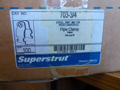 New box of 100 superstrut thomas betts pipe clamp 703-3/4 for sale