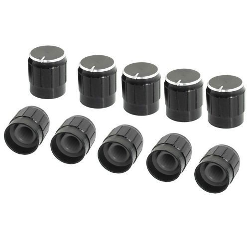 10 Pcs Black Metal 6mm Knurled Shaft Insert Dia. Potentiometer Control Knobs